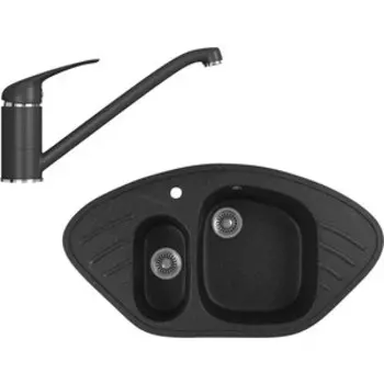 Кухонная мойка и смеситель GreenStone GRS-14-308, GS-001-308 черный