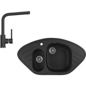 Кухонная мойка и смеситель GreenStone GRS-14-308, GS-004-308 черный