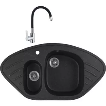 Кухонная мойка и смеситель GreenStone GRS-14-308 Haiba HB70112-7 черная