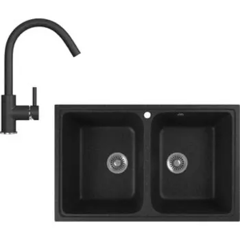 Кухонная мойка и смеситель GreenStone GRS-15-308, GS-003-308 черный