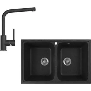 Кухонная мойка и смеситель GreenStone GRS-15-308, GS-004-308 черный