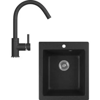 Кухонная мойка и смеситель GreenStone GRS-17-308, GS-003-308 черный