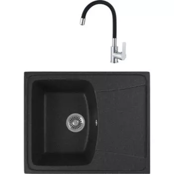 Кухонная мойка и смеситель GreenStone GRS-17K-308 Haiba HB70112-7 черная