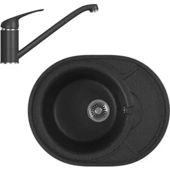 Кухонная мойка и смеситель GreenStone GRS-18k-308, GS-001-308 черный