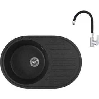 Кухонная мойка и смеситель GreenStone GRS-18L-308 Haiba HB70112-7 черная