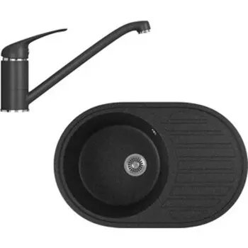 Кухонная мойка и смеситель GreenStone GRS-18L-308, GS-001-308 черный