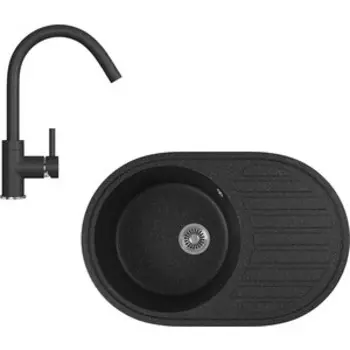 Кухонная мойка и смеситель GreenStone GRS-18L-308, GS-003-308 черный