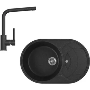 Кухонная мойка и смеситель GreenStone GRS-18S-308, GS-004-308 черный