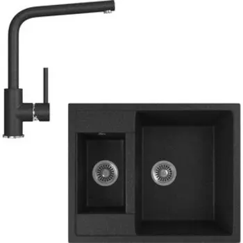 Кухонная мойка и смеситель GreenStone GRS-21-308, GS-004-308 черный