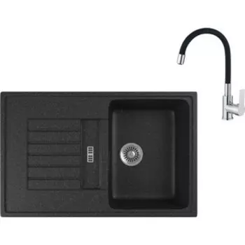 Кухонная мойка и смеситель GreenStone GRS-24-308 Haiba HB70112-7 черная