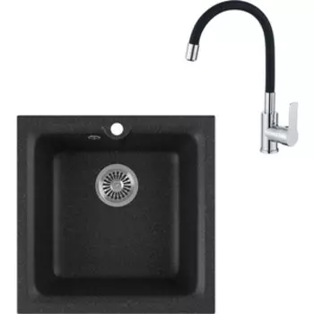 Кухонная мойка и смеситель GreenStone GRS-42-308 Haiba HB70112-7 черная