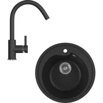 Кухонная мойка и смеситель GreenStone GRS-45-308, GS-003-308 черный
