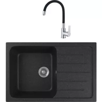 Кухонная мойка и смеситель GreenStone GRS-76-308 Haiba HB70112-7 черная