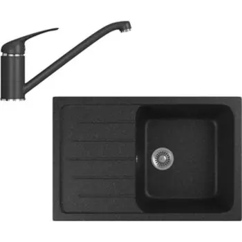 Кухонная мойка и смеситель GreenStone GRS-76-308, GS-001-308 черный