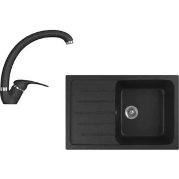 Кухонная мойка и смеситель GreenStone GRS-76-308, GS-002-308 черный