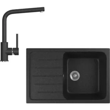 Кухонная мойка и смеситель GreenStone GRS-76-308, GS-004-308 черный