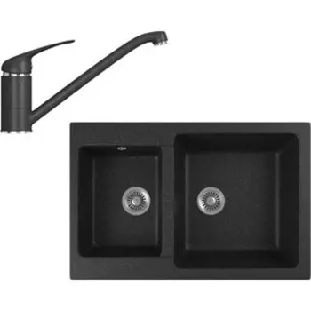 Кухонная мойка и смеситель GreenStone GRS-76k-308, GS-001-308 черный
