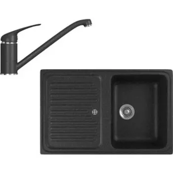 Кухонная мойка и смеситель GreenStone GRS-78-308, GS-001-308 черный
