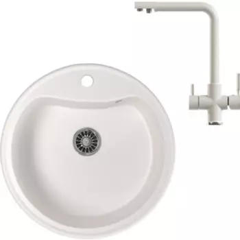 Кухонная мойка и смеситель Mixline ML-GM09 белая 331