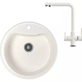 Кухонная мойка и смеситель Mixline ML-GM09 молоко 341