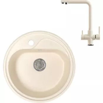 Кухонная мойка и смеситель Mixline ML-GM10 бежевая 328