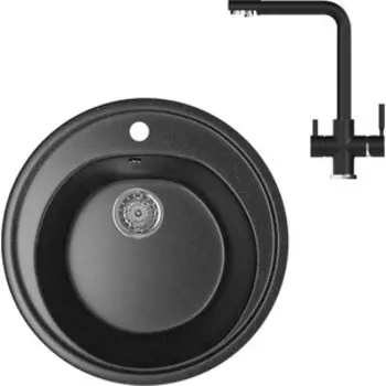 Кухонная мойка и смеситель Mixline ML-GM11 черная 308