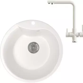 Кухонная мойка и смеситель Mixline ML-GM12 белая 331