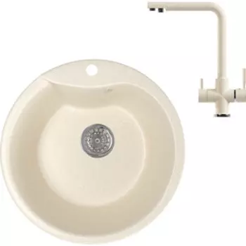 Кухонная мойка и смеситель Mixline ML-GM12 бежевая 328