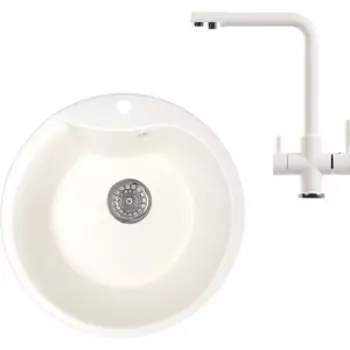 Кухонная мойка и смеситель Mixline ML-GM12 молоко 341