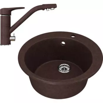 Кухонная мойка и смеситель Mixline ML-GM13 50 шоколад 345 (4660105233145, 4660105234128)