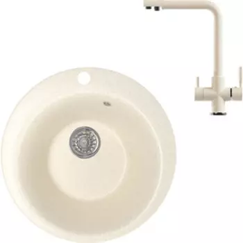 Кухонная мойка и смеситель Mixline ML-GM13 бежевая 328