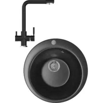 Кухонная мойка и смеситель Mixline ML-GM13 черная 308