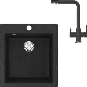 Кухонная мойка и смеситель Mixline ML-GM14 антрацит 343