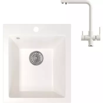 Кухонная мойка и смеситель Mixline ML-GM14 белая 331