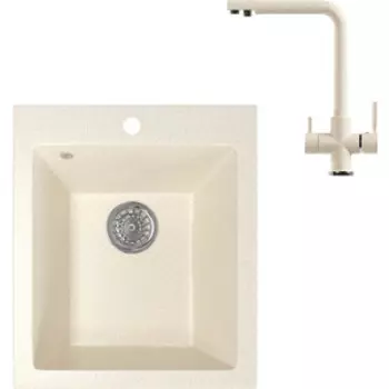 Кухонная мойка и смеситель Mixline ML-GM14 бежевая 328