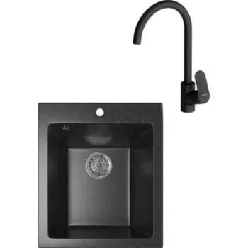 Кухонная мойка и смеситель Mixline ML-GM14 черная 308 (4630030633556, F8007122)