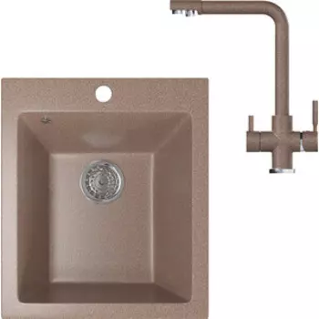 Кухонная мойка и смеситель Mixline ML-GM14 терракотовая 307