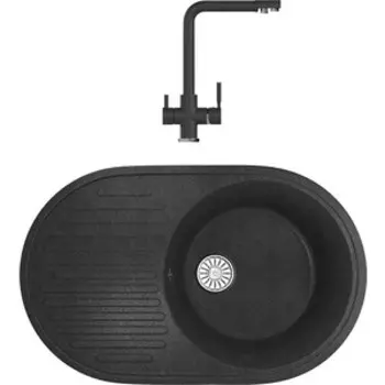 Кухонная мойка и смеситель Mixline ML-GM16 антрацит 343