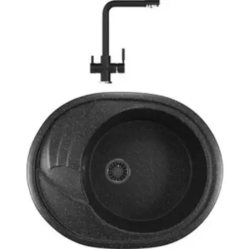 Кухонная мойка и смеситель Mixline ML-GM17 черная 308