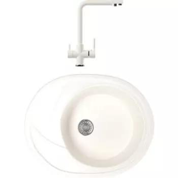 Кухонная мойка и смеситель Mixline ML-GM17 молоко 341