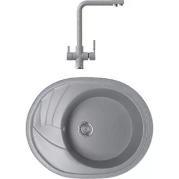 Кухонная мойка и смеситель Mixline ML-GM17 темно-серая 309