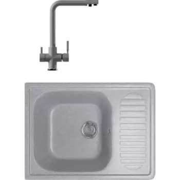 Кухонная мойка и смеситель Mixline ML-GM18 64x49 графит 342 (4620031445661, 547933)