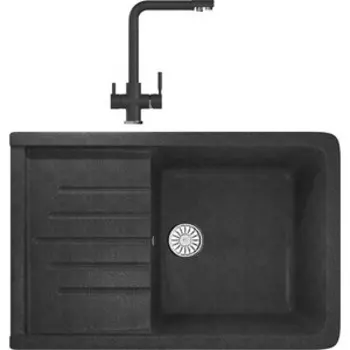 Кухонная мойка и смеситель Mixline ML-GM19 антрацит 343