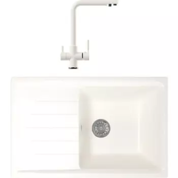 Кухонная мойка и смеситель Mixline ML-GM19 молоко 341