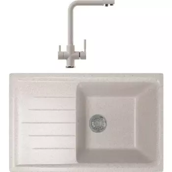 Кухонная мойка и смеситель Mixline ML-GM19 песочная 302