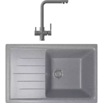 Кухонная мойка и смеситель Mixline ML-GM19 темно-серая 309