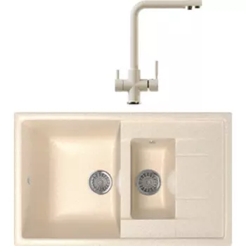 Кухонная мойка и смеситель Mixline ML-GM22 бежевая 328