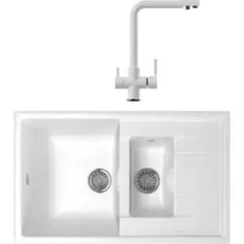 Кухонная мойка и смеситель Mixline ML-GM22 молоко 341
