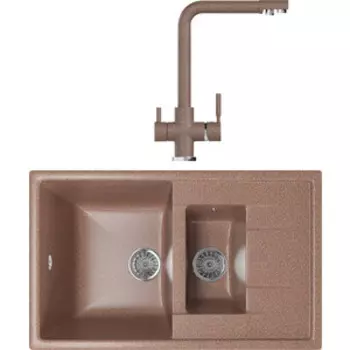 Кухонная мойка и смеситель Mixline ML-GM22 терракотовая 307