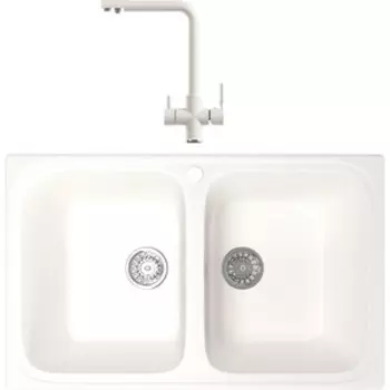 Кухонная мойка и смеситель Mixline ML-GM23 белая 331